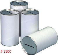Coin Banks And Collection Cans Fiber Coin Bank With White Label